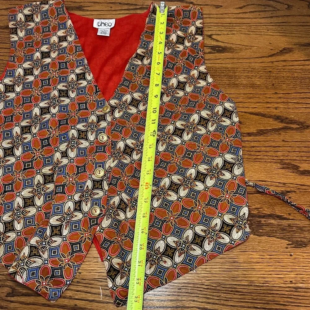 Theo Womens Size L Vintage Beaded Vest Boho‎ Artsy Statement Festival Goth 90s